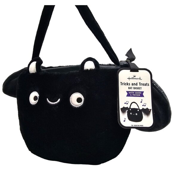 Hallmark Tricks and Treats Bat Basket Sound & Motion Plush Halloween Candy NEW - Picture 1 of 7